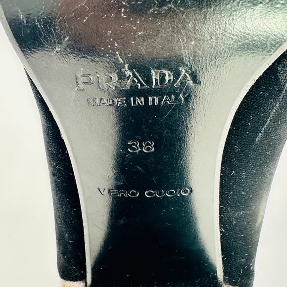 *SINGLE * AMPUTEE* Prada Women's Vintage Black Velvet Pump Heel Size 38 - Picture 8 of 8